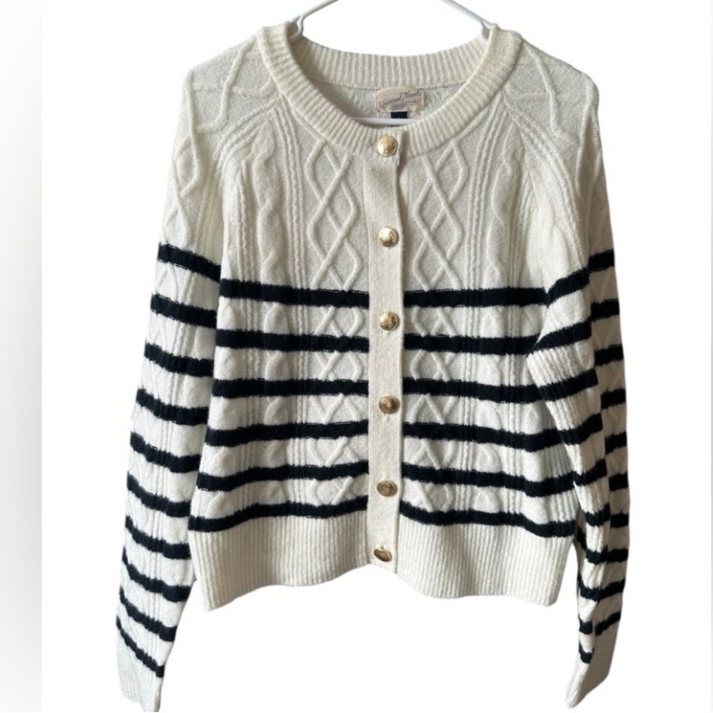 Super soft striped cable knit cardigan!